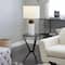 Black Aluminum Hourglass Shaped Stand Accent Table with Clear Glass Top 16" x 16" x 24"